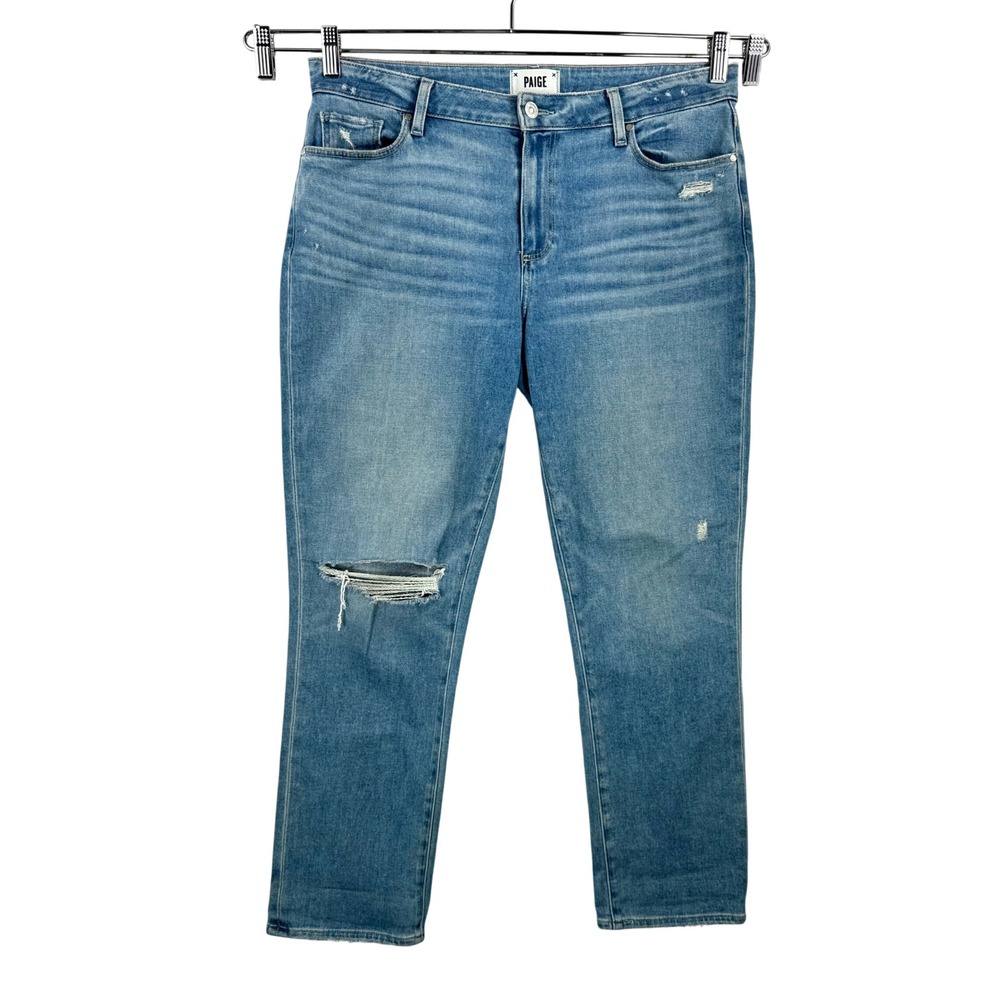 PAIGE Brigitte Jeans sz 30 Blue Distressed Boyfriend Straight Leg 90s boho